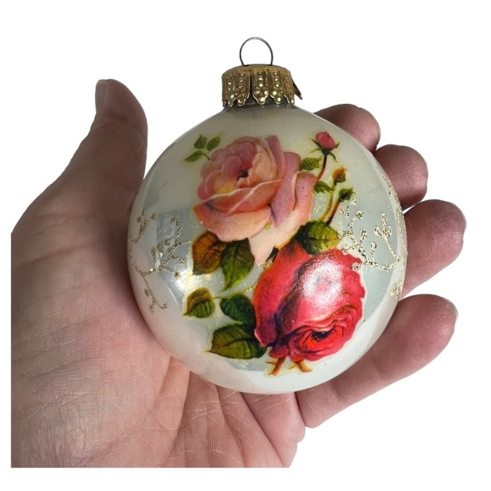 Vintage Krebs Christmas Rose‎ Gold Ornament